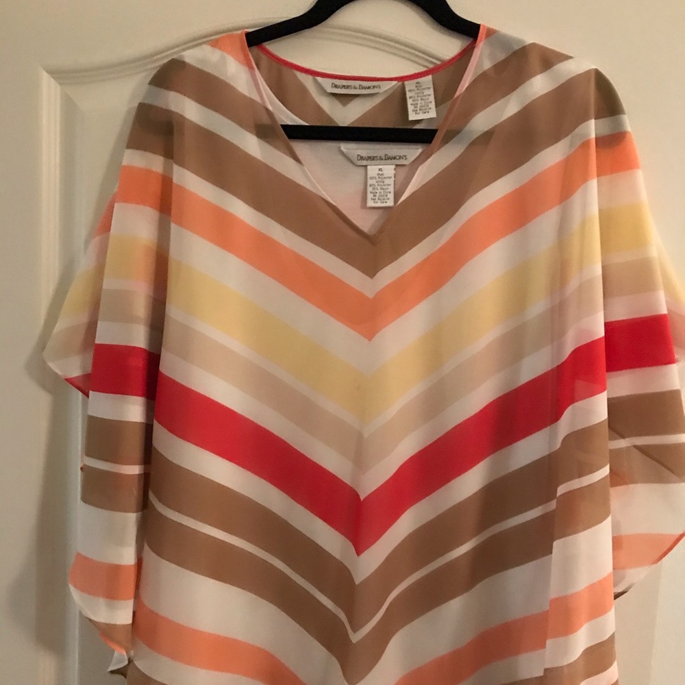 Stripped, flowing butterfly style top